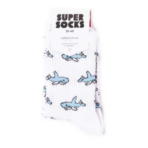 Носки унисекс Super Socks Sharks белые 36-40 в Милабель